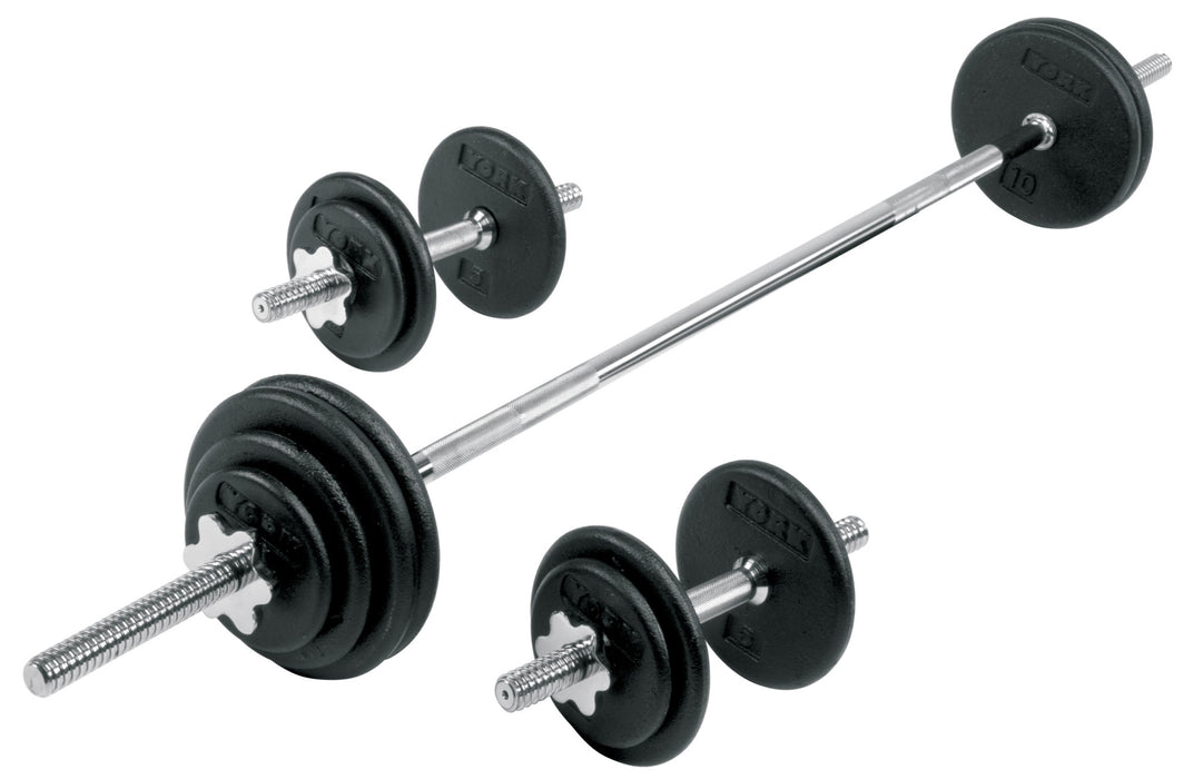 York Barbell Pro Cast Iron Dumbbell / Barbell Spinlock Set 2025 310 lbs  