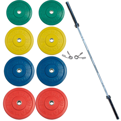 York Barbell 160 kg Rubber Training Bumper Plate Set (Color, Metric)    