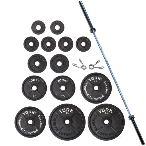 York Barbell 300lb Legacy Cast Iron Precision Milled Olympic Plate Set    