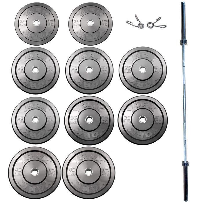 York Barbell Rubber Training Bumper Plate Set 29048 325 lbs Set  