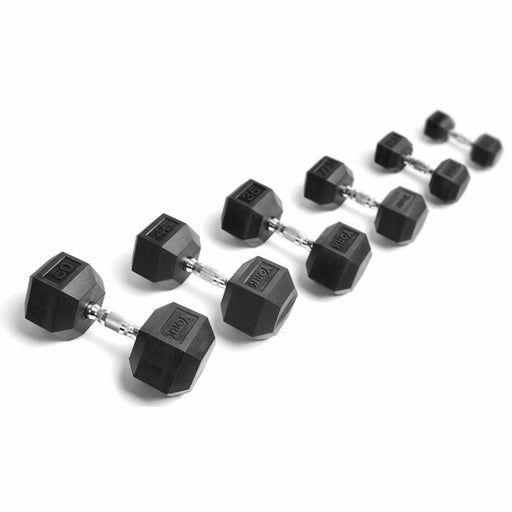 York Barbell Rubber Hex Dumbbell Set 34090 5-50 lbs Set  