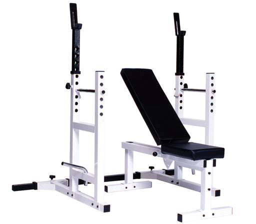 York Barbell Multi-Function Rack + Adjustable Bench + Cage Attachment    