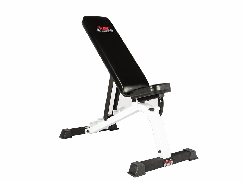 York Barbell FTS Flat-to-Incline Utility Bench (White Frame/Black Upholstery)    