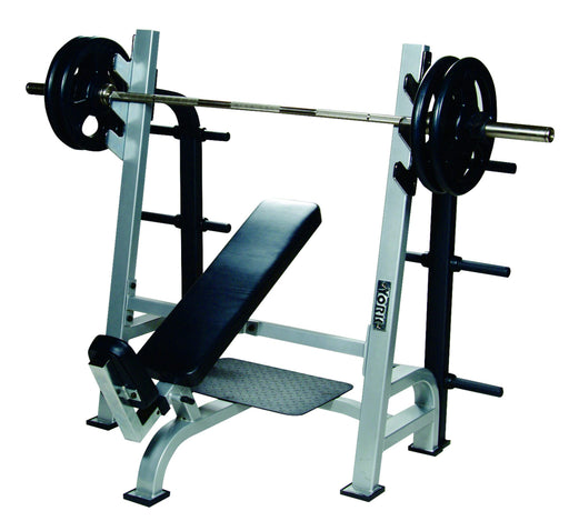 York Barbell STS Olympic Incline Bench w/Gun Racks 55038 Silver  