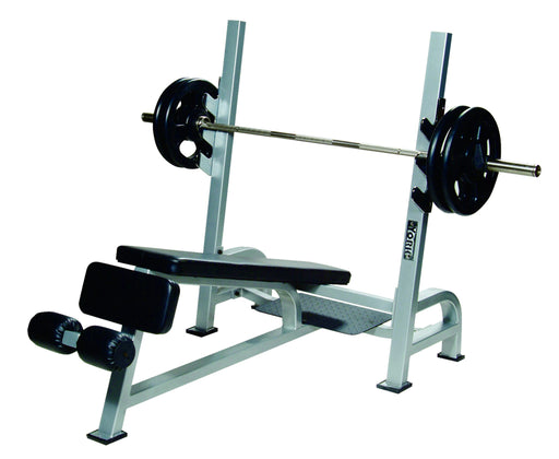 York Barbell STS Olympic Decline Bench w/ Gun Racks 55039 Silver  