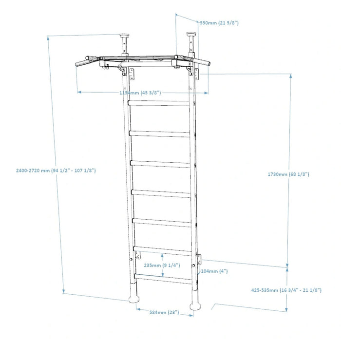 BenchK Wall Bars + Fixed Steel Pullup-Bar 521