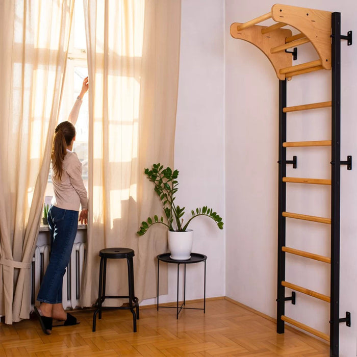 BenchK Wall Bars + Adjustable Wood Pullup-Bar 711B    