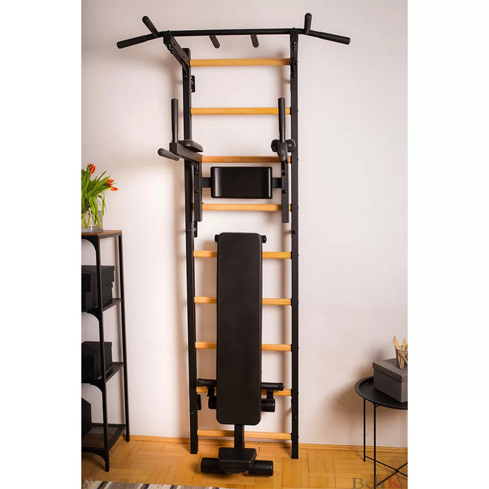 BenchK Wall Bars + Fixed Steel Pullup-Bar + Dip Bar + Bench 723