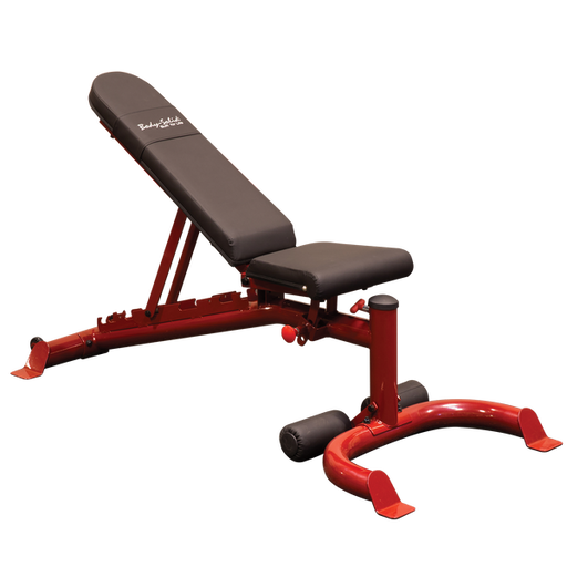 Body Solid Adjustable Bench (Flat / Incline / Decline) with Red Frame    