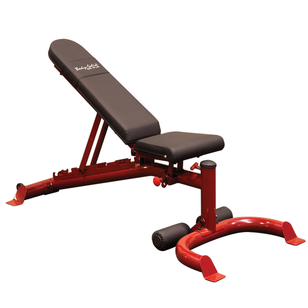 Body Solid Adjustable Bench (Flat / Incline / Decline) with Red Frame    