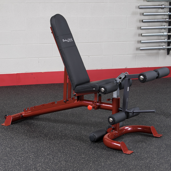 Body Solid Adjustable Bench (Flat / Incline / Decline) with Red Frame    