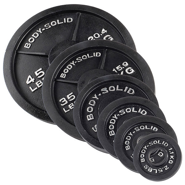 Body Solid 455lb Cast Iron Olympic Plate Set    