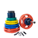 Body Solid 400lb Rubber Grip Olympic Plate Set (Color) and Chrome Bar    