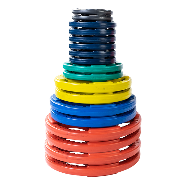 Body Solid 355lb Rubber Grip Olympic Plate Set (Color)    