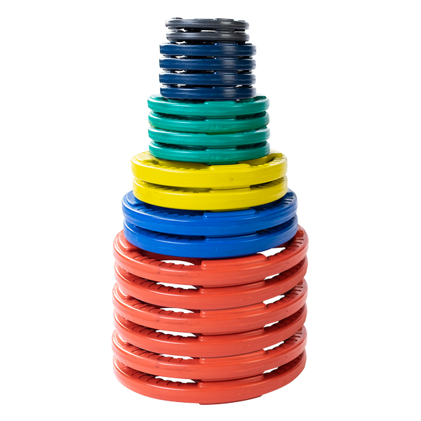 Body Solid 455lb Rubber Grip Olympic Plate Set (Color)    