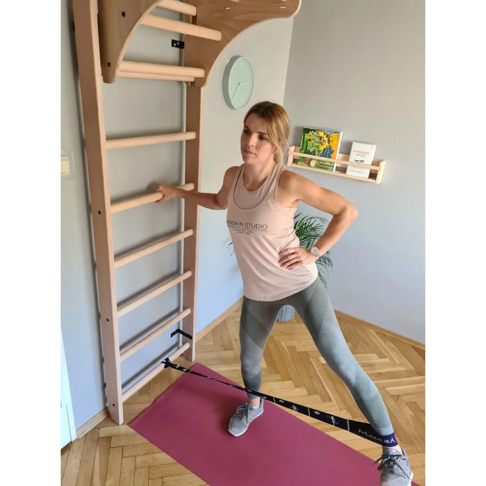 BenchK Wall Bars + Adjustable Wood Pullup-Bar 111    