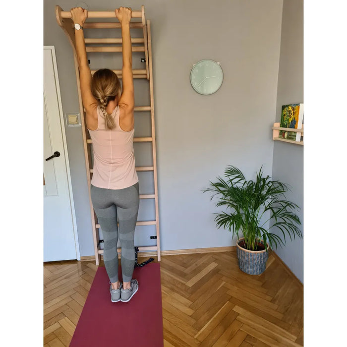 BenchK Wall Bars + Adjustable Wood Pullup-Bar 111    