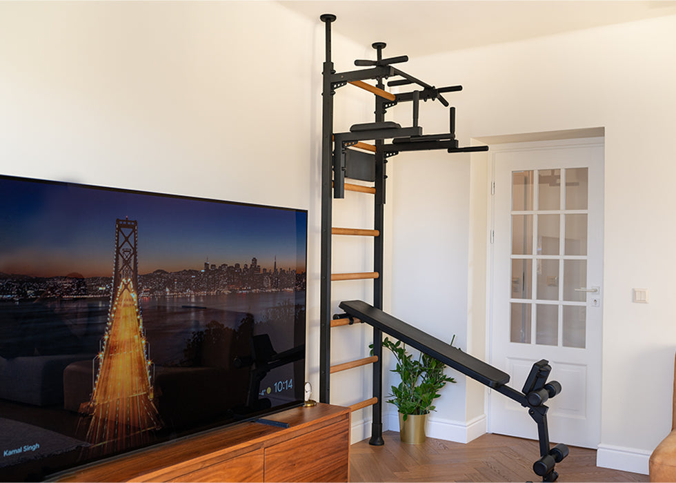 BenchK Wall Bars + Fixed Steel Pullup-Bar + Dip Bar + Bench 523