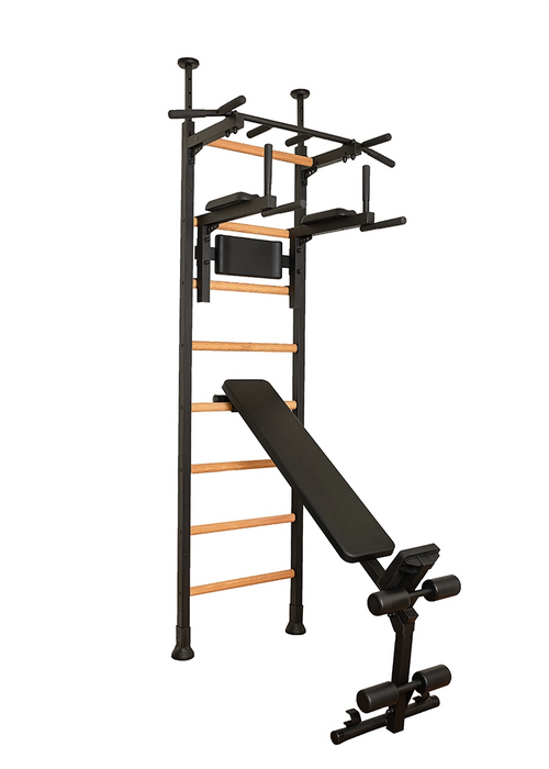 BenchK Wall Bars + Fixed Steel Pullup-Bar + Dip Bar + Bench 523