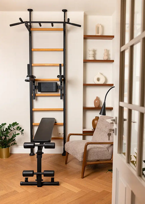 BenchK Wall Bars + Fixed Steel Pullup-Bar + Dip Bar + Bench 523