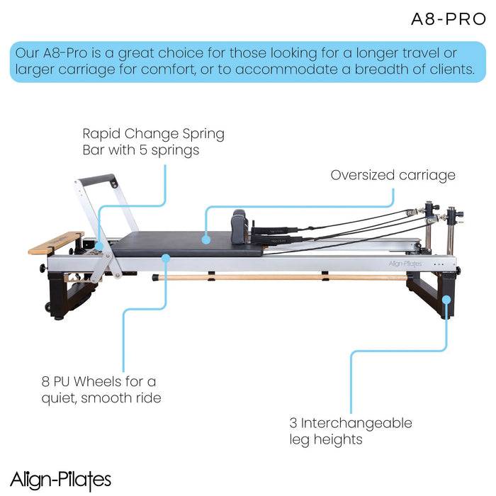 Align Pilates A8 Reformer + Plank Handles