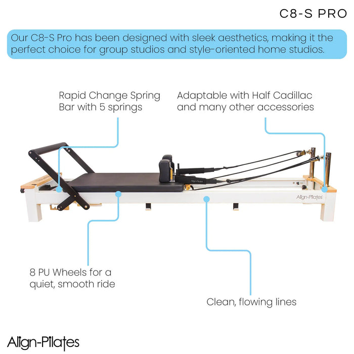 Align Pilates C8-S Pro Reformer with Half Cadillac