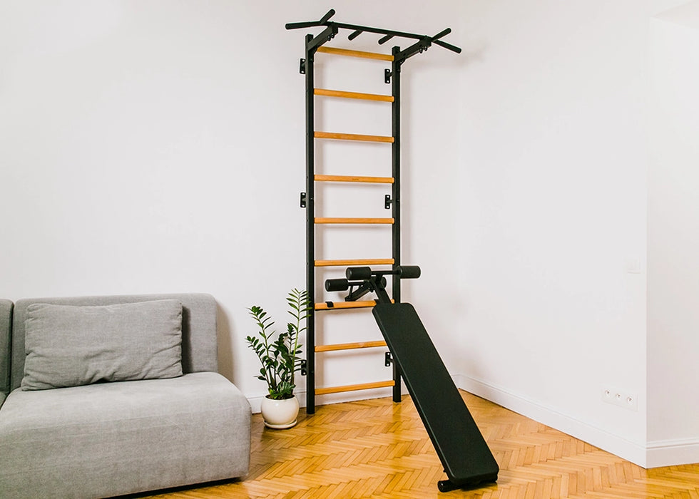 BenchK Wall Bars + Fixed Steel Pullup-Bar + Dip Bar + Bench 723