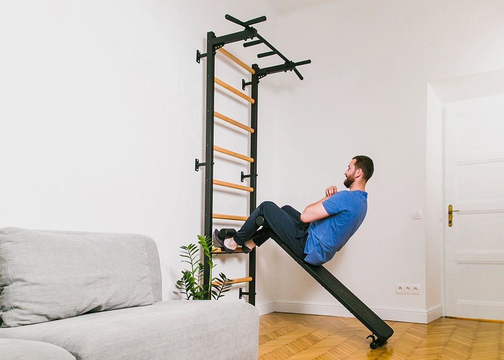 BenchK Wall Bars + Fixed Steel Pullup-Bar + Dip Bar + Bench 723